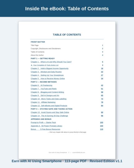 Earn with AI Using Smartphone – table of contents